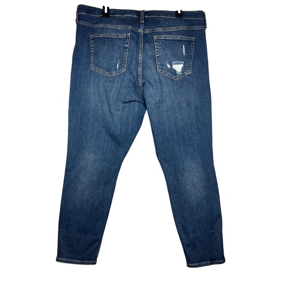 GAP Women's True Skinny Ankle High Rise, Distressed Dark Wash, Size 35/20R - Picture 2 of 8